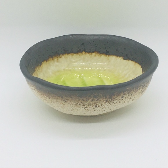 Handmade pottery bowl set condiment /dessert bowls cream green gray brown - Picture 5 of 9